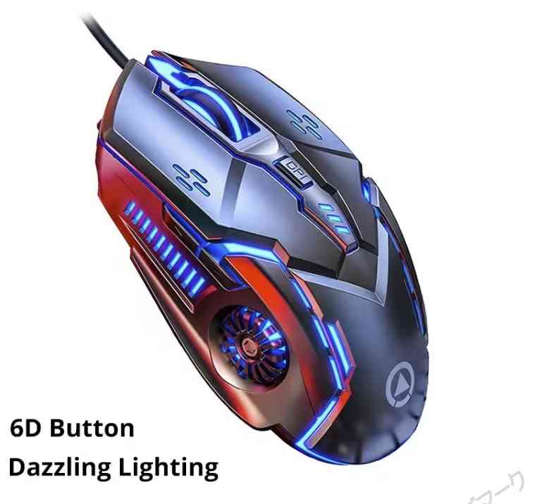 ゲーミングマウス スクロール付き６ボタンマウス 発光4色入替り DPI4段階調整 USB有線 ＜新品＞ [94194]