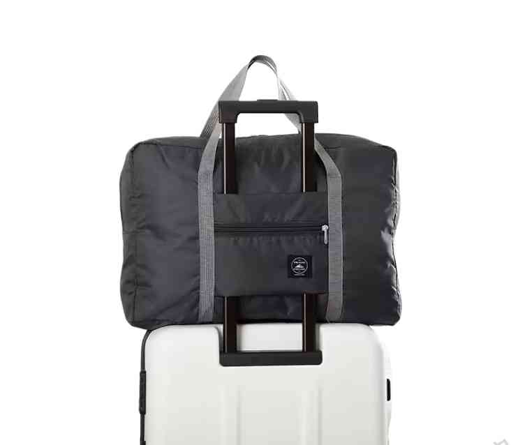 折りたたみトラベルバッグ ブラック コンパクト 軽量 スーツケースに装着可 旅行用のサブバッグ ＜新品＞ [94481]