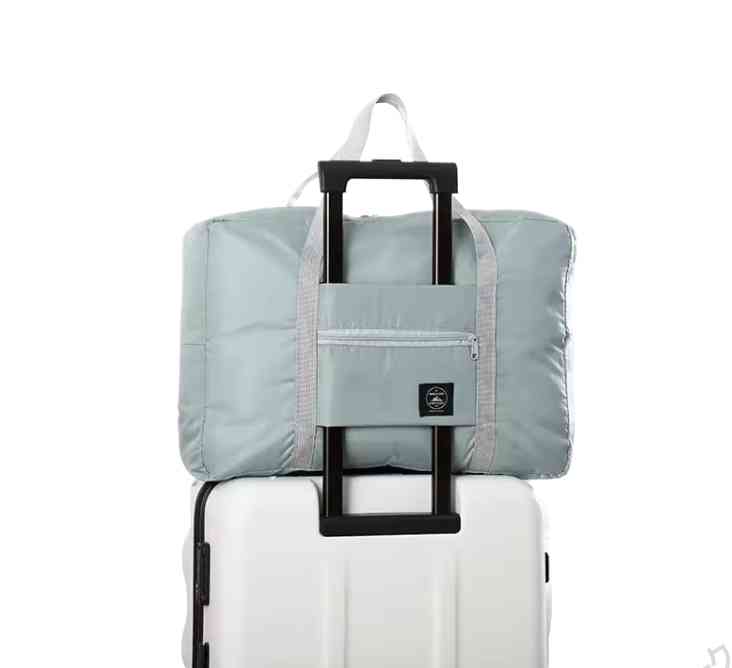 折りたたみトラベルバッグ ブルー コンパクト 軽量 スーツケースに装着可 旅行用のサブバッグ ＜新品＞ [94482]