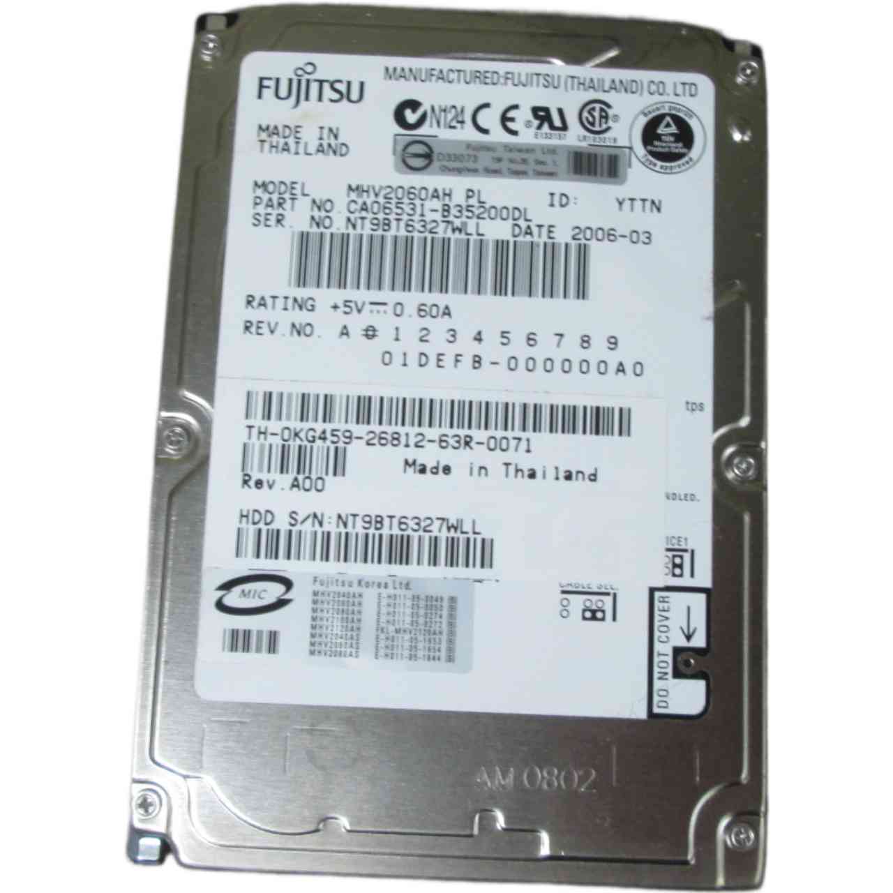 2.5インチHDD IDE 60GB 富士通 MHV2060AH PL 保証付 [96313]