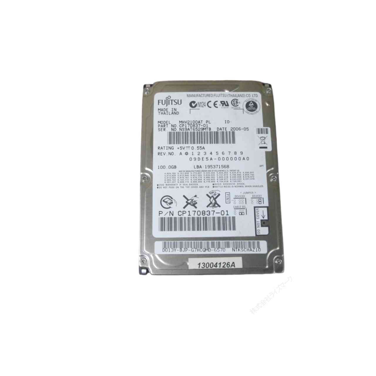 2.5インチHDD IDE ATA 100GB 富士通 MHV2100AT 保証付 [96947]