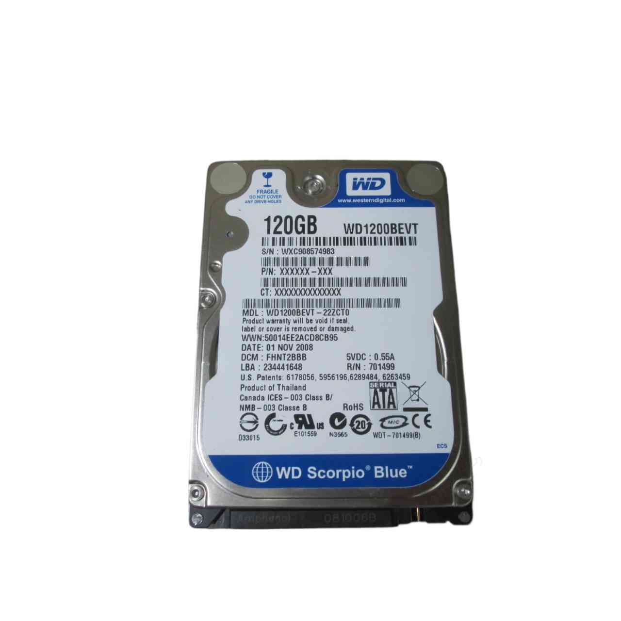 2.5インチHDD SATA 120GB WD WD1200BEVT-22ZCT0 保証付 [96995]